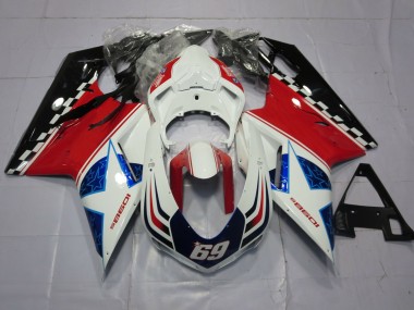 69 Bianco & Rosso 2007-2014 Ducati 848 1098 1198 Carena Moto