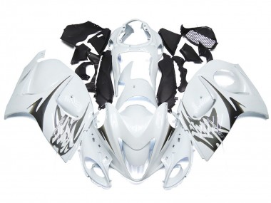 Bianco Lucido Con Loghi In Stile Argento 2008-2020 Suzuki GSXR 1300 Carena Moto